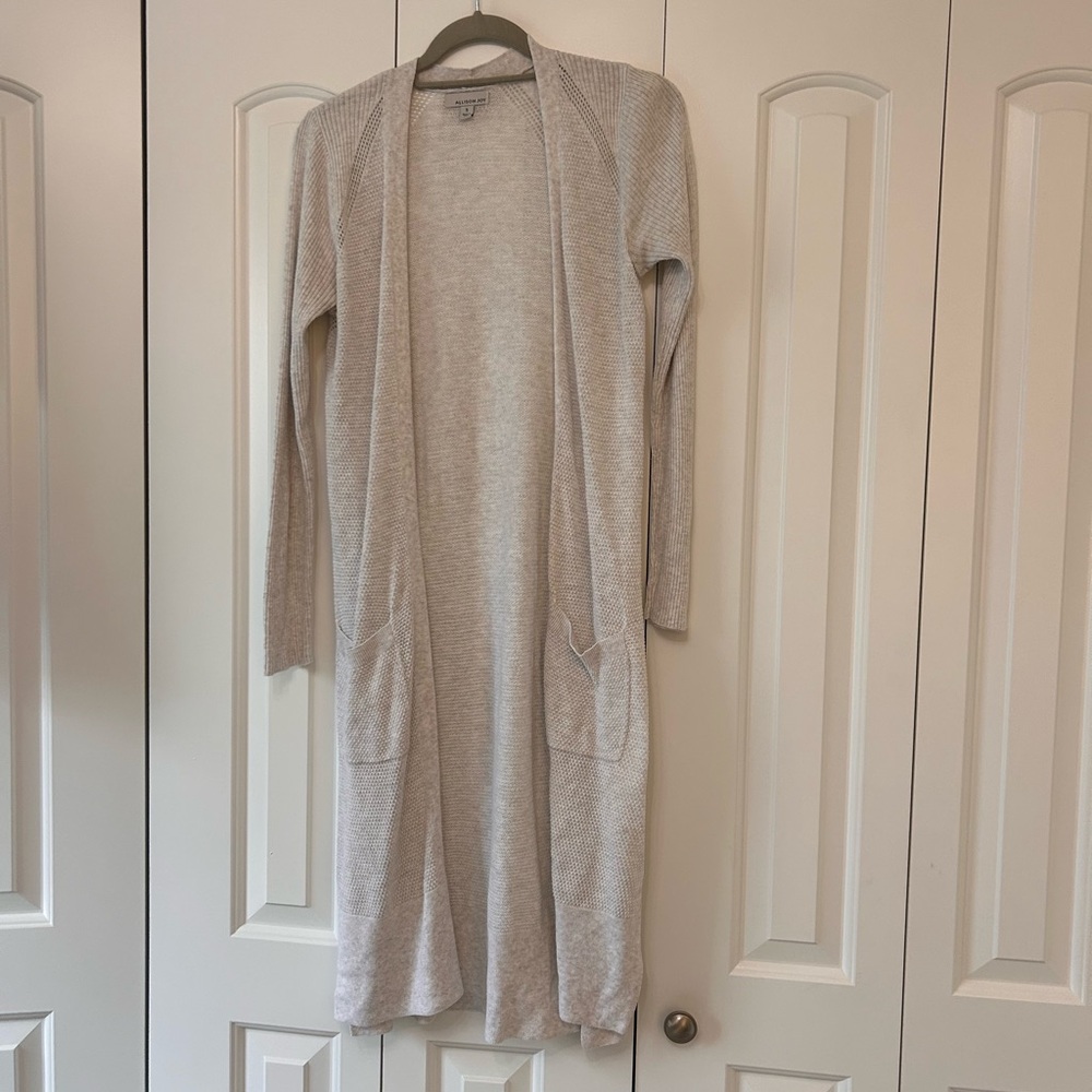 Allison Joy Light grey Longline Open-Front Duster Cardigan
